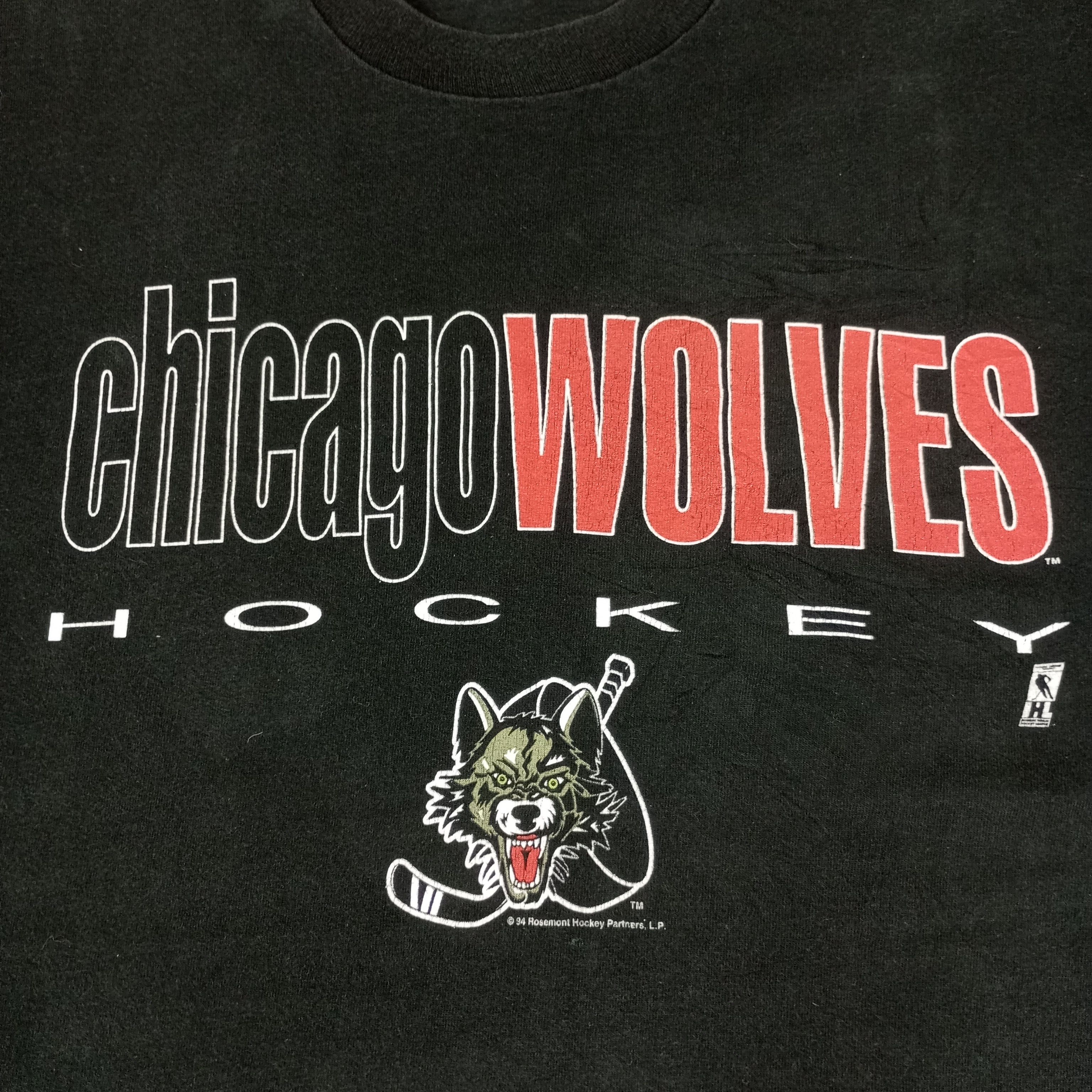 NHL × Salem Sportswear × Vintage Chicago Wolves Hookey NHL Ice Hockey Team Vintage Tshirt Size US XXL / EU 58 / 5 - 2 Thumbnail