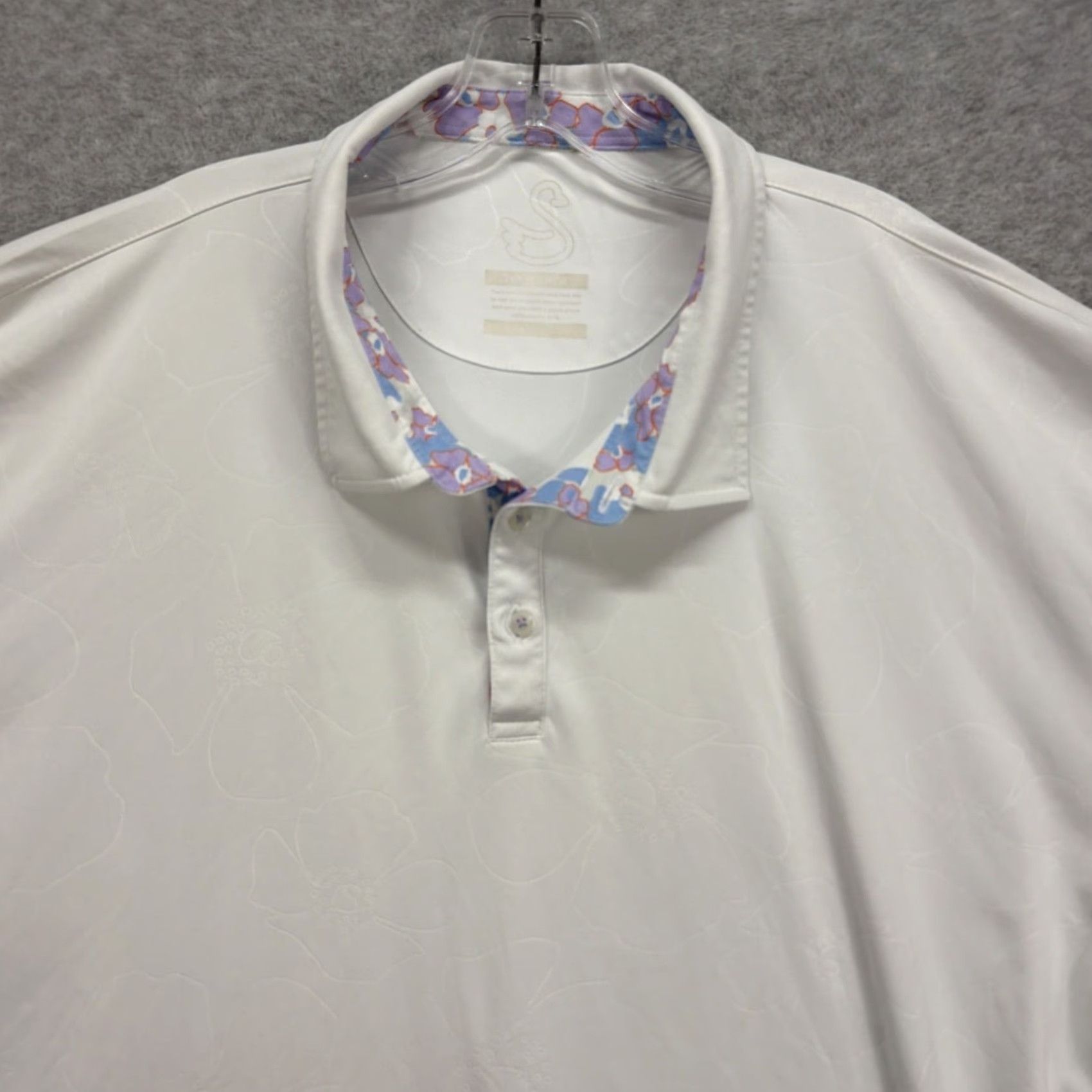 Vintage Swannies Polo Shirt Mens XXXL White Floral Performance Golf Tennis Active McCoy Size US XXL / EU 58 / 5 - 2 Thumbnail