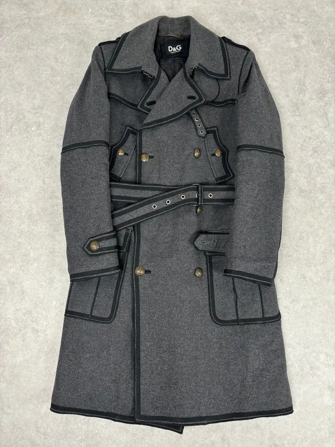 Dolce & Gabbana AW2009 Dolce & Gabbana Grey Wool Officer Trench Coat Size US M / EU 48-50 / 2 - 1 Thumbnail