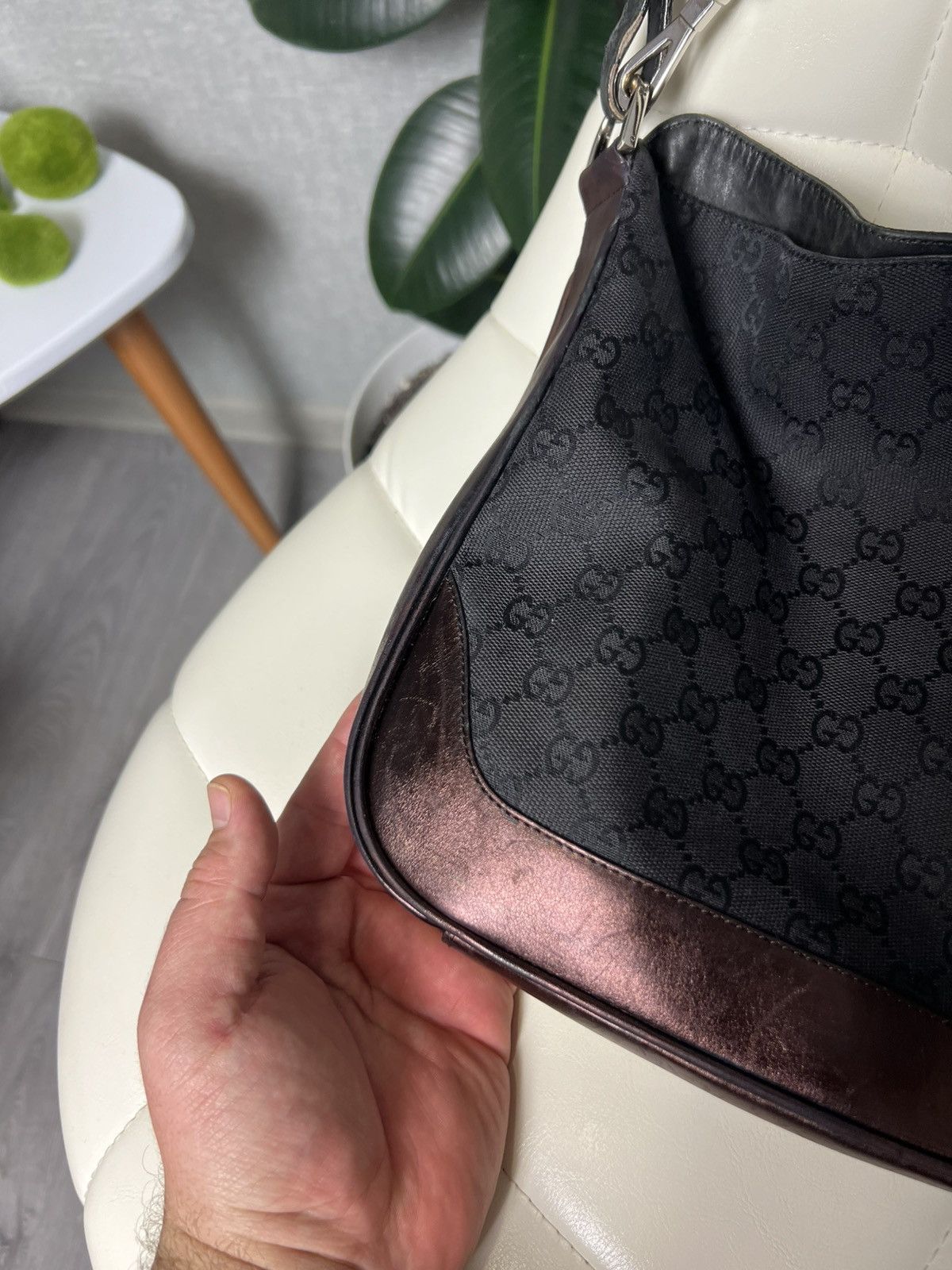 Gucci Vintage Gucci GG Monogram Canvas Bambo Shoulder Handle Bag Size ONE SIZE - 3 Thumbnail