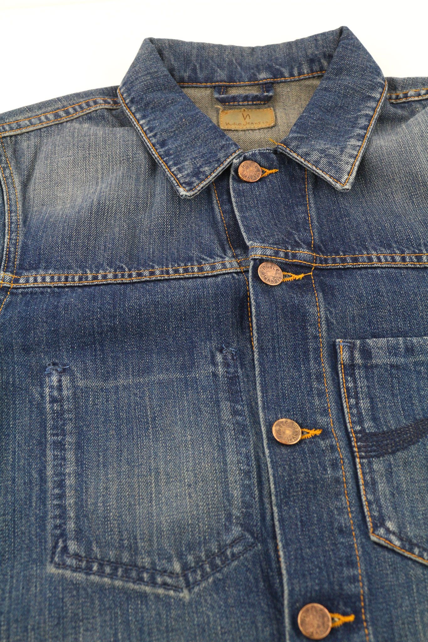 Nudie Jeans RONNY WORN AUTHENTIC XS Denim Polo Jacket 80360 Size US XS / EU 42 / 0 - 6 Thumbnail