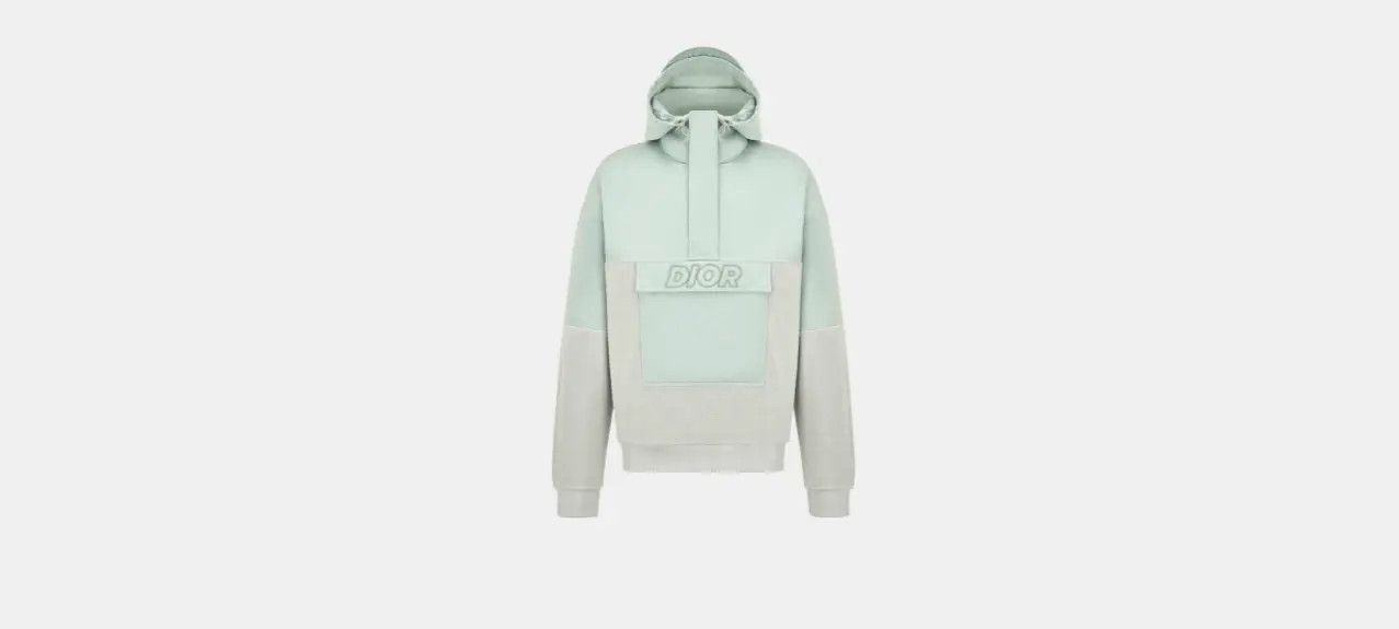 Dior DIOR AND PARLEY Oversized Hooded Sweatshirt Sea Green Cotton Fleece Size US L / EU 52-54 / 3 - 1 Thumbnail