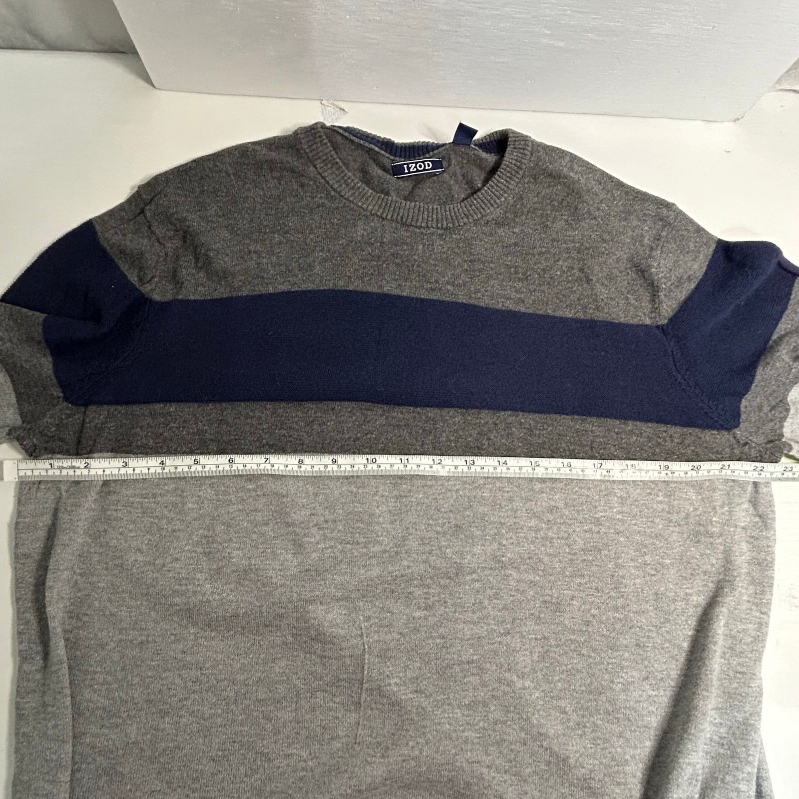 Izod IZOD Gray Blue Stripe Pullover Sweater Large Size US L / EU 52-54 / 3 - 7 Thumbnail