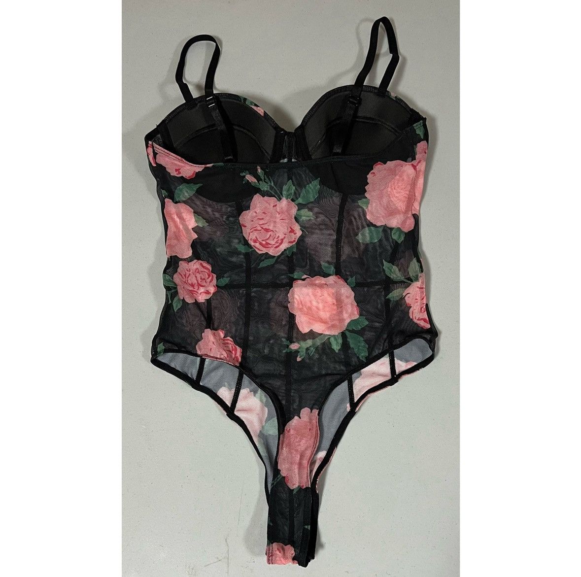 Vintage Black Pink Roses Floral Top Shirt Blouse Bodysuit Size S 🌷✨ Size S / US 4 / IT 40 - 3 Thumbnail