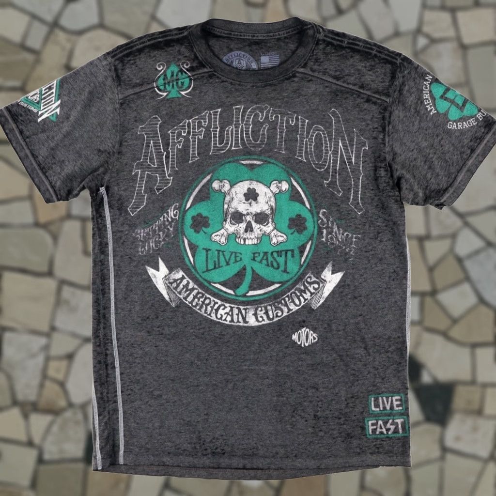 Affliction Affliction American Customs All Over Print T-Shirt Black Men's XL Shirt Slim fit Size US XL / EU 56 / 4 - 1 Thumbnail