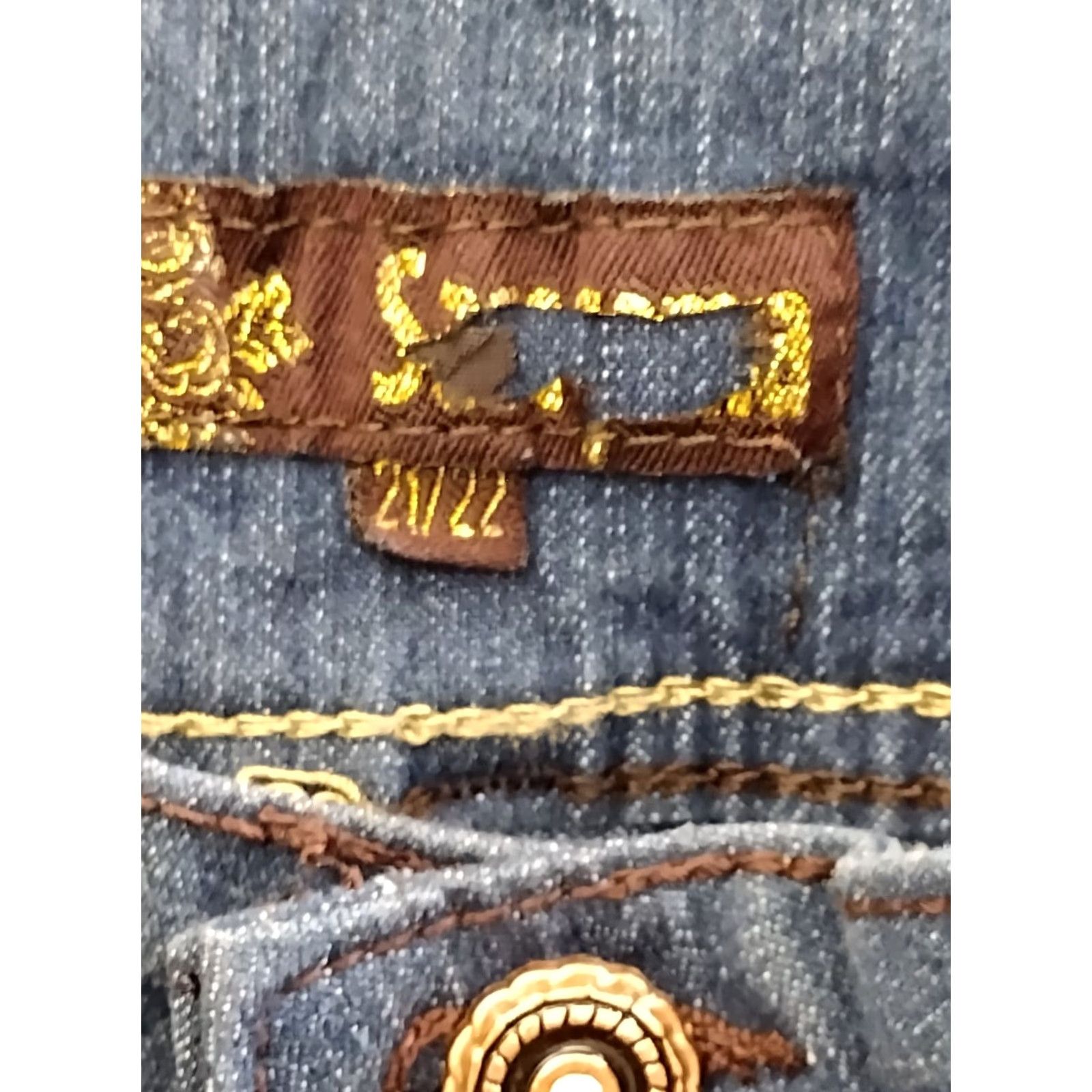 Vintage Unbranded Women's Skinny Jeans 21/22 Button Closure Denim Blue Slim Plus Size 30 Inseam City Pattern Stretch Medium Wash Jeans Trousers Size 42" / US 20 - 5 Thumbnail