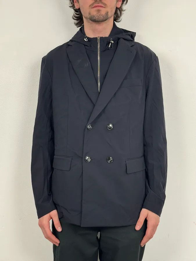 Emporio Armani 2010s Emporio Armani Multi Zip Windbreaker Navy Layered Hooded Jacket Size US M / EU 48-50 / 2 - 1 Thumbnail