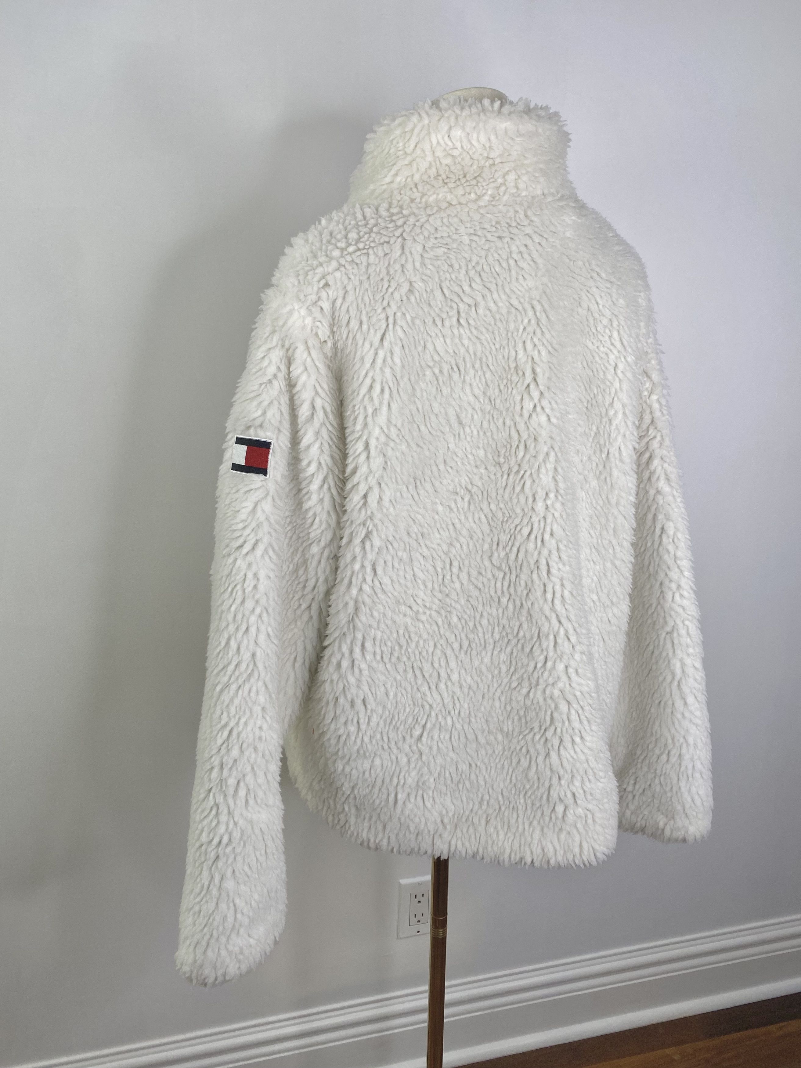 Tommy Hilfiger Tommy Hilfiger - White Faux Shearling Winter Zip-Up Jacket Size L / US 10 / IT 46 - 3 Thumbnail