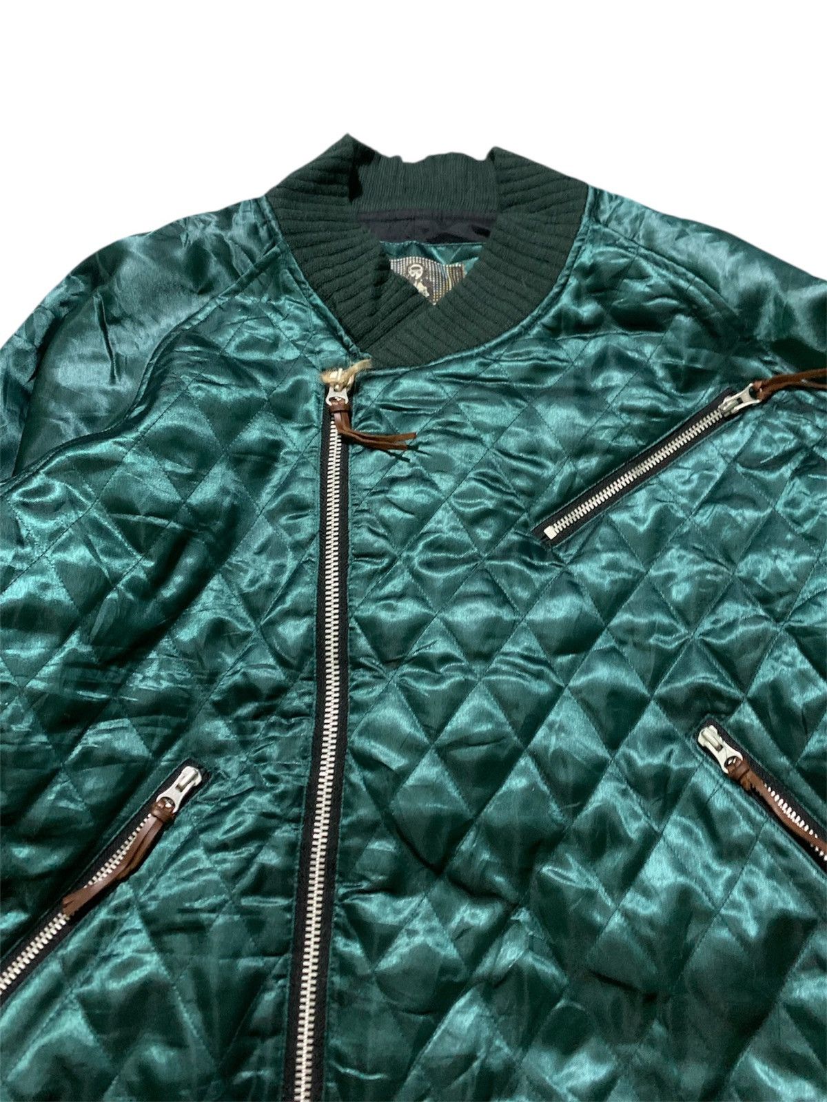 Japanese Brand 2003 Contrastrick Balance Co Satin Assymetric Bomber Jacket Size US L / EU 52-54 / 3 - 3 Thumbnail