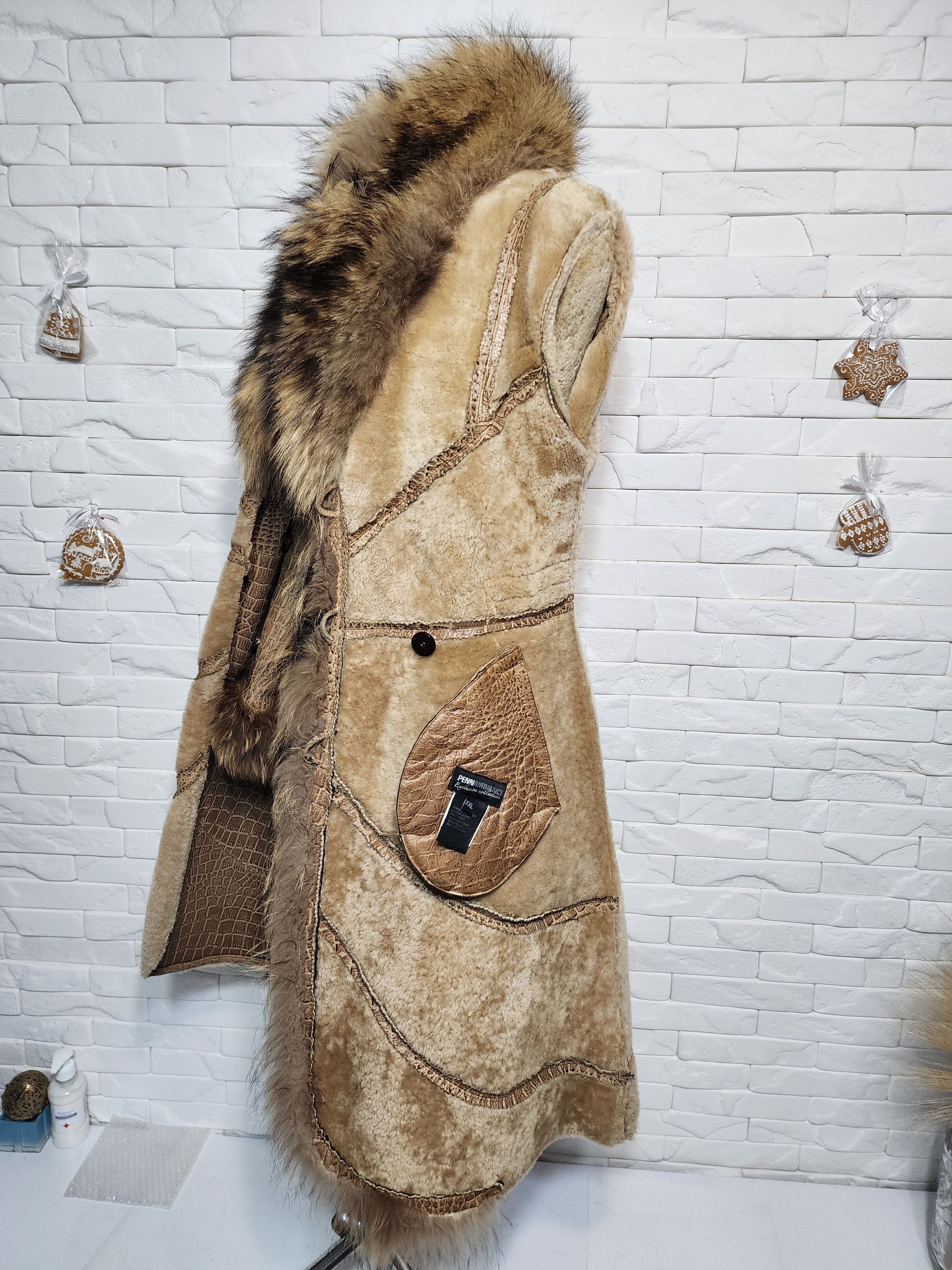 Furla Brown Sheepskin Coat with Fluffy Collar Size S / US 4 / IT 40 - 10 Thumbnail