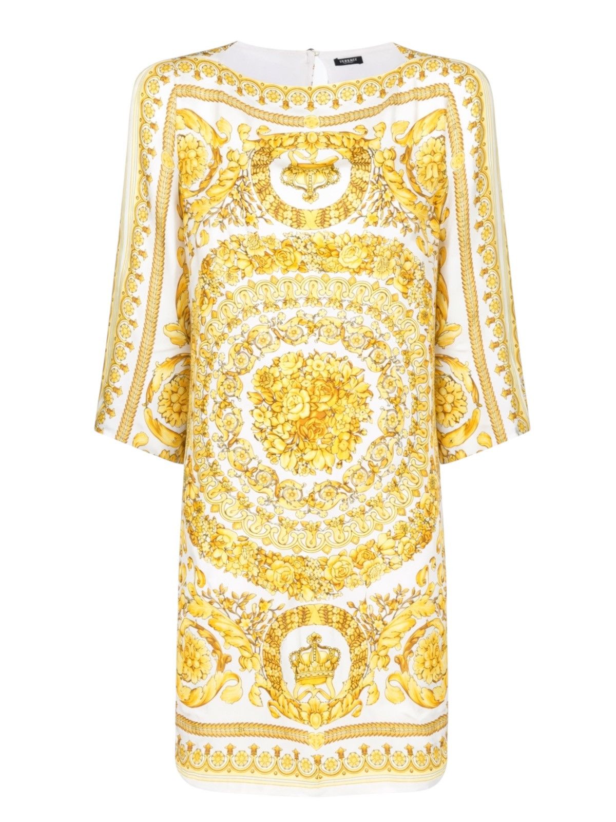 Versace Versace Baroque Print Dress Gold White Viscose Size M / US 6-8 / IT 42-44 - 2 Thumbnail