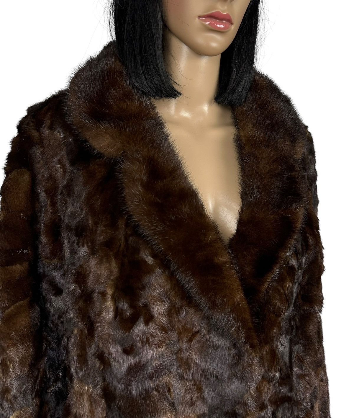 Handmade Brown Real Mink Fur Coat Jacket Size Large Size L / US 10 / IT 46 - 4 Thumbnail