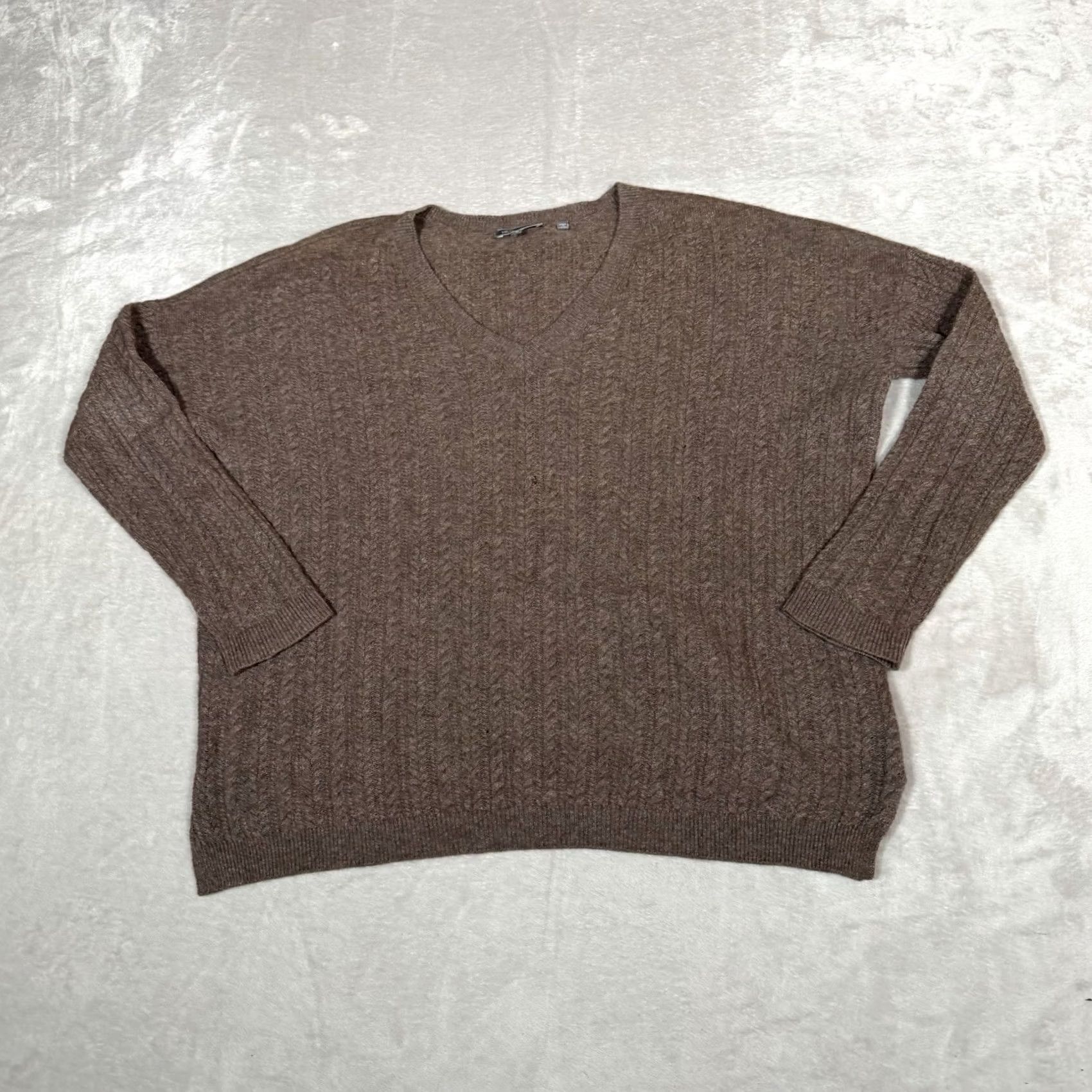 Vince Vince Sweater Womens Medium Brown Pullover Cable Knit V Neck Yak Wool Fisherman Vintage No Size M / US 6-8 / IT 42-44 - 2 Thumbnail