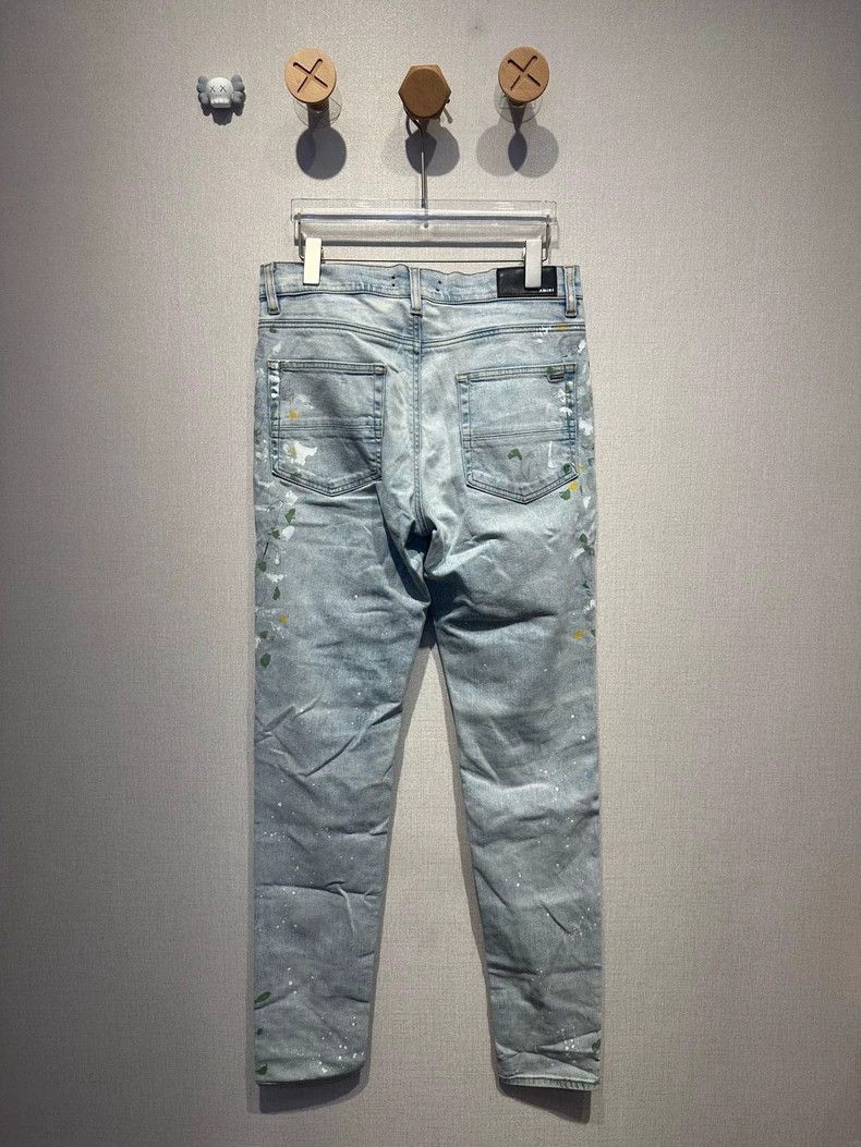 Amiri Amiri Splatter Painted Cashew Flower Blue Jeans Size US 32 / EU 48 - 2 Thumbnail