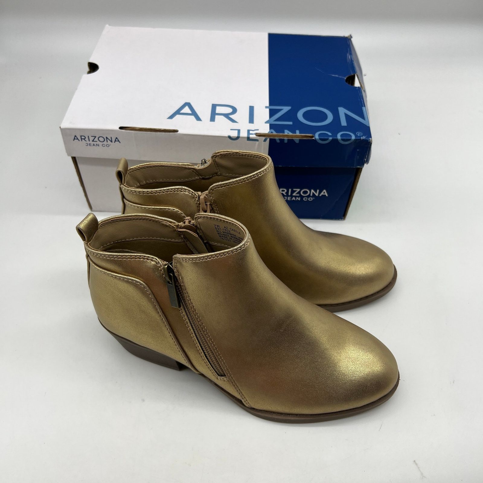 Other Arizona Jean Co Womens Castle Stacked Heel Booties Gold Size US 7 / IT 37 - 2 Thumbnail