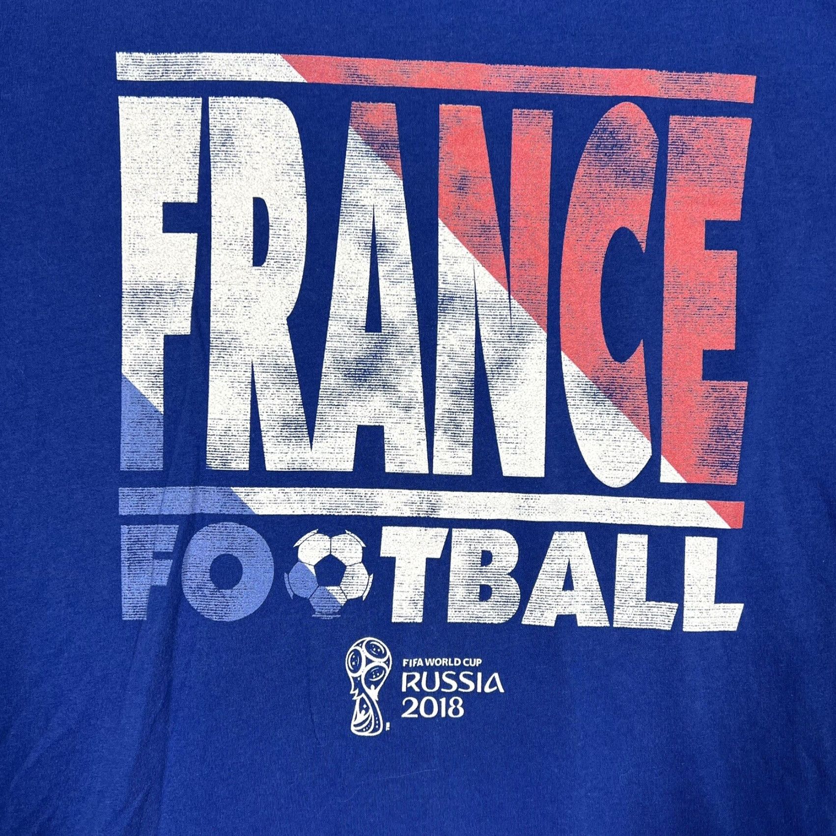 Vintage France Football T-Shirt FIFA World Cup Russia 2018 Mens Large Royal Blue Size US L / EU 52-54 / 3 - 5 Thumbnail