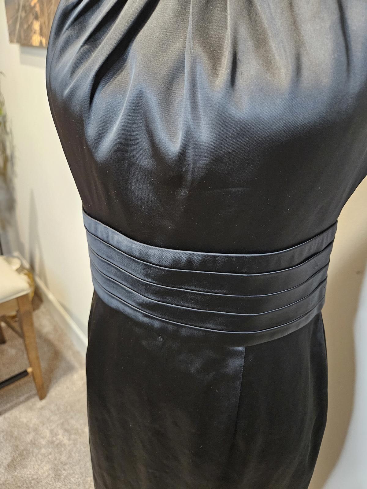 Calvin Klein Calvin Klein Black Satin Dress with Pleated Detail Size S / US 4 / IT 40 - 5 Thumbnail