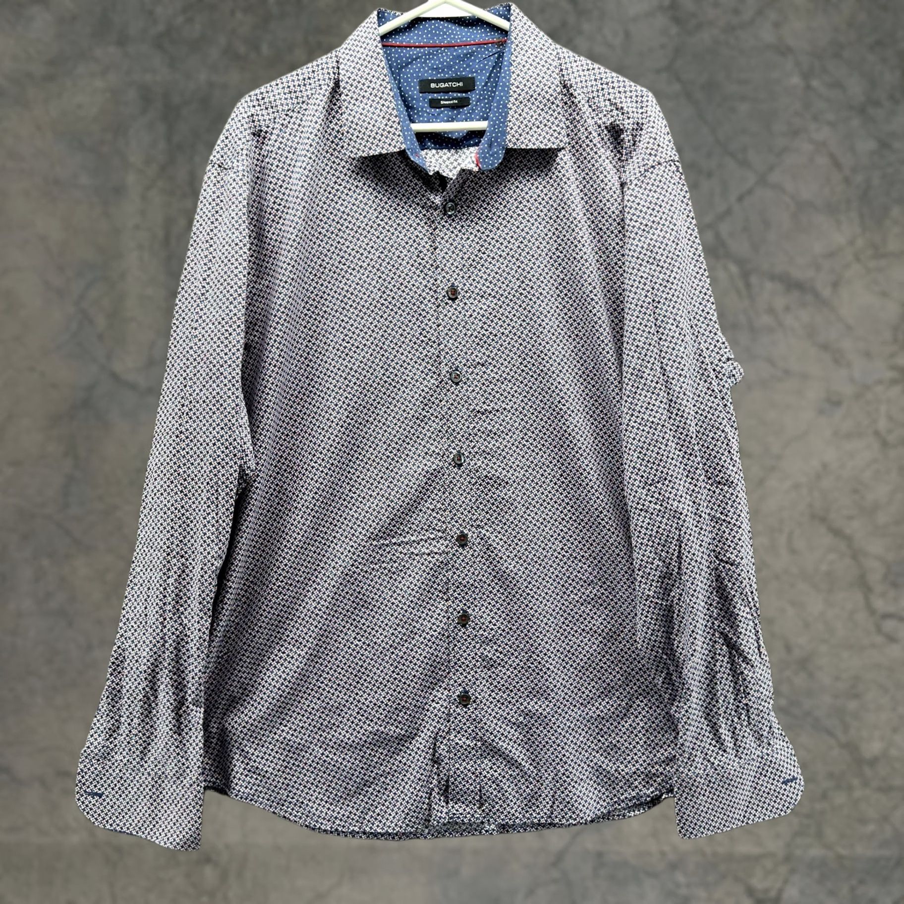 BUGATCHI Bugatchi Shirt Mens Large Blue Geometric Long Sleeve Button Front Casual Woven Size US L / EU 52-54 / 3 - 1 Thumbnail
