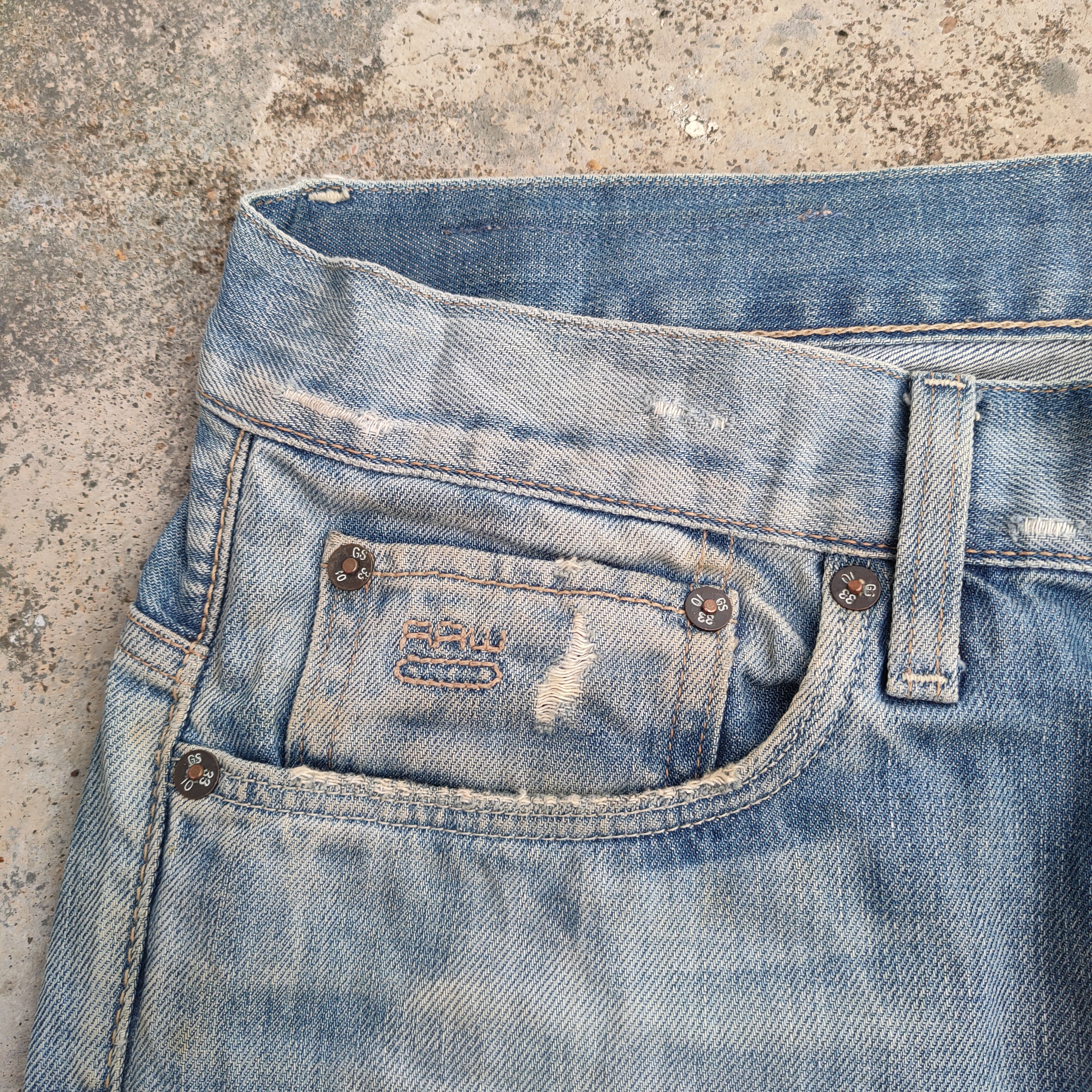 G-Star VINTAGE G RAW RIPPED FADED DENIM JEAN PANTS Size US 33 - 7 Thumbnail