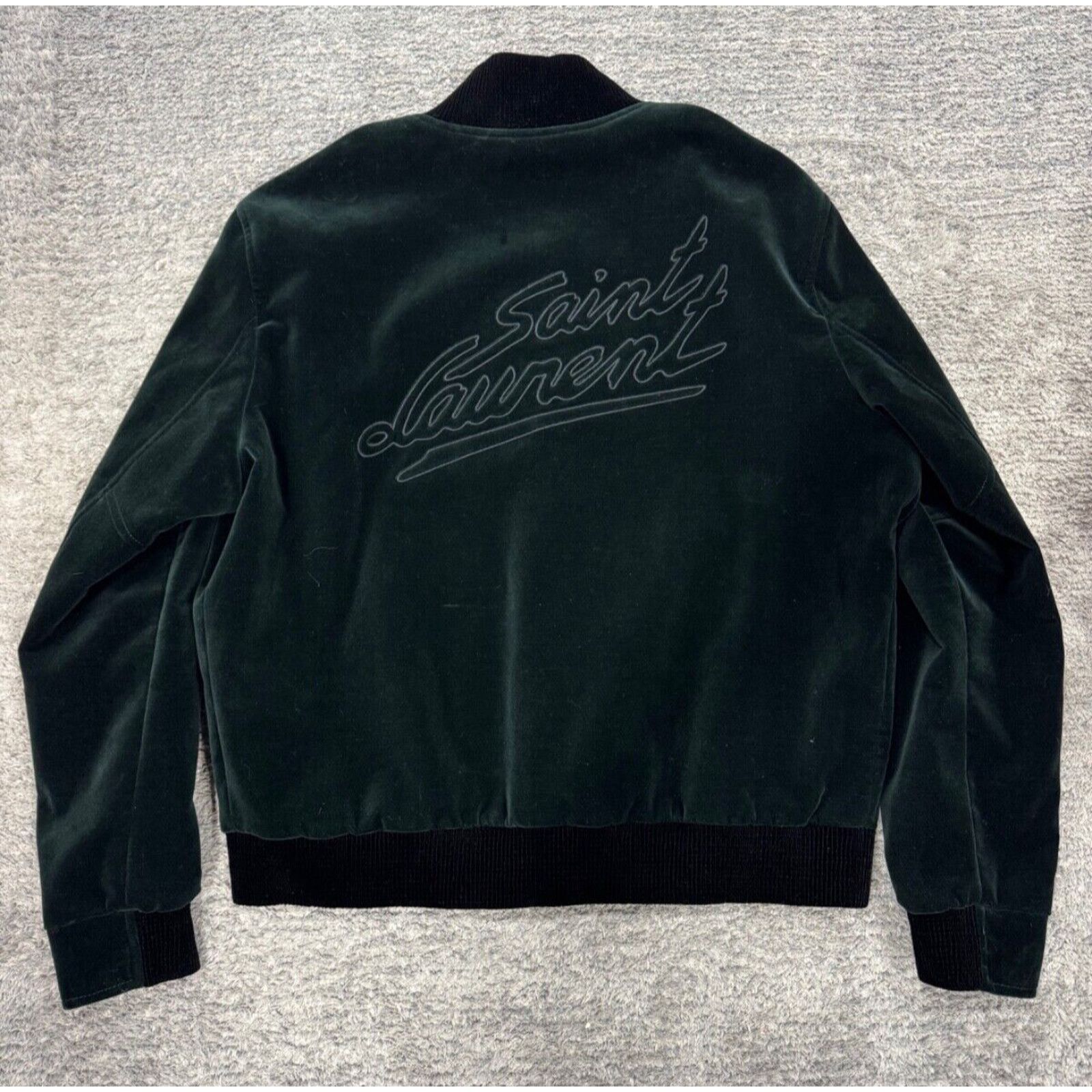 Yves Saint Laurent Saint Laurent Paris Teddy Green Velvet Bomber Jacket 54 Size US L / EU 52-54 / 3 - 17 Thumbnail
