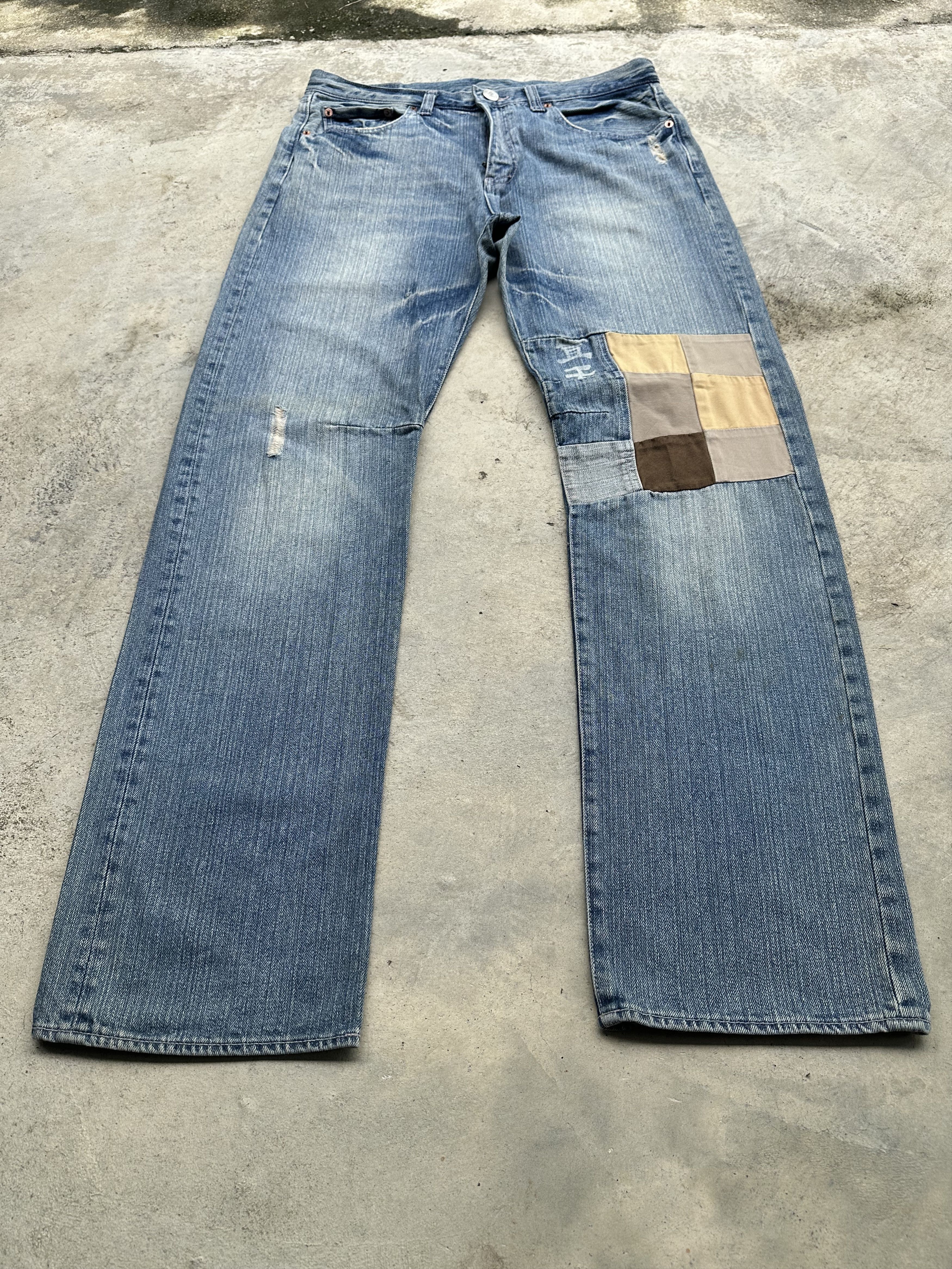 If Six Was Nine Japanese Brand Buden Patchwork Flare Denim Jeans Size US 35 - 8 Thumbnail
