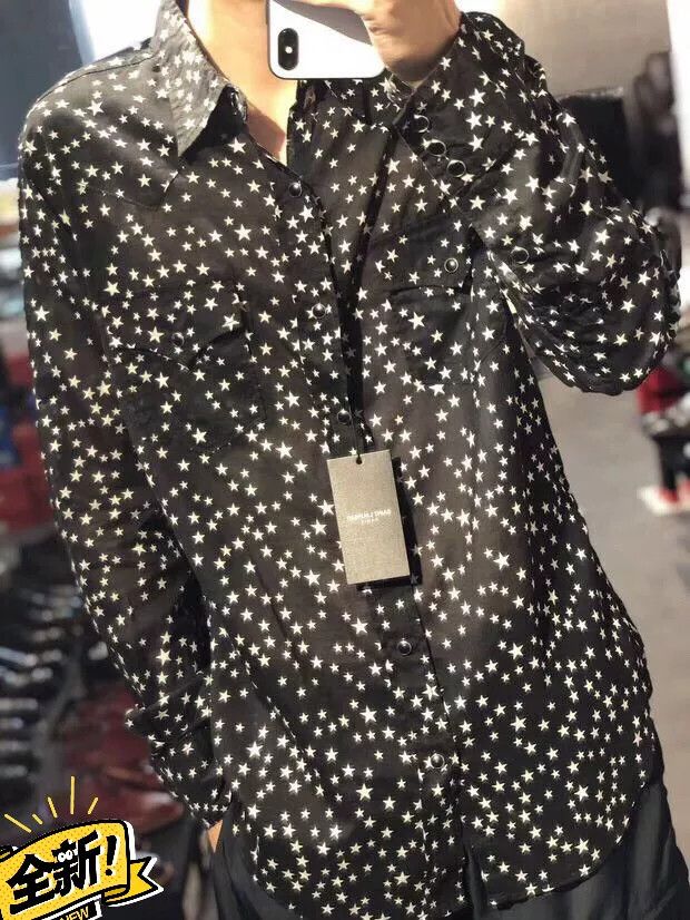 Saint Laurent Paris Saint Laurent Men's Black Star Shirt Size US M / EU 48-50 / 2 - 1 Thumbnail