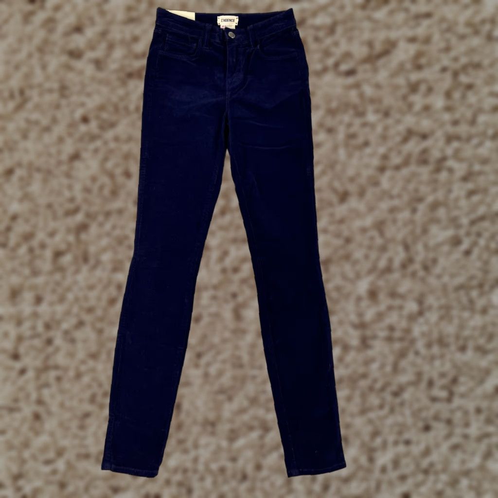 L'AGENCE L'AGENCE Jeans Womens 24 Blue Skinny 5-Pocket Design Denim Corduroy Stretch Pocket Zipper Button Vintage No N/A Size 42" / US 20 - 1 Thumbnail