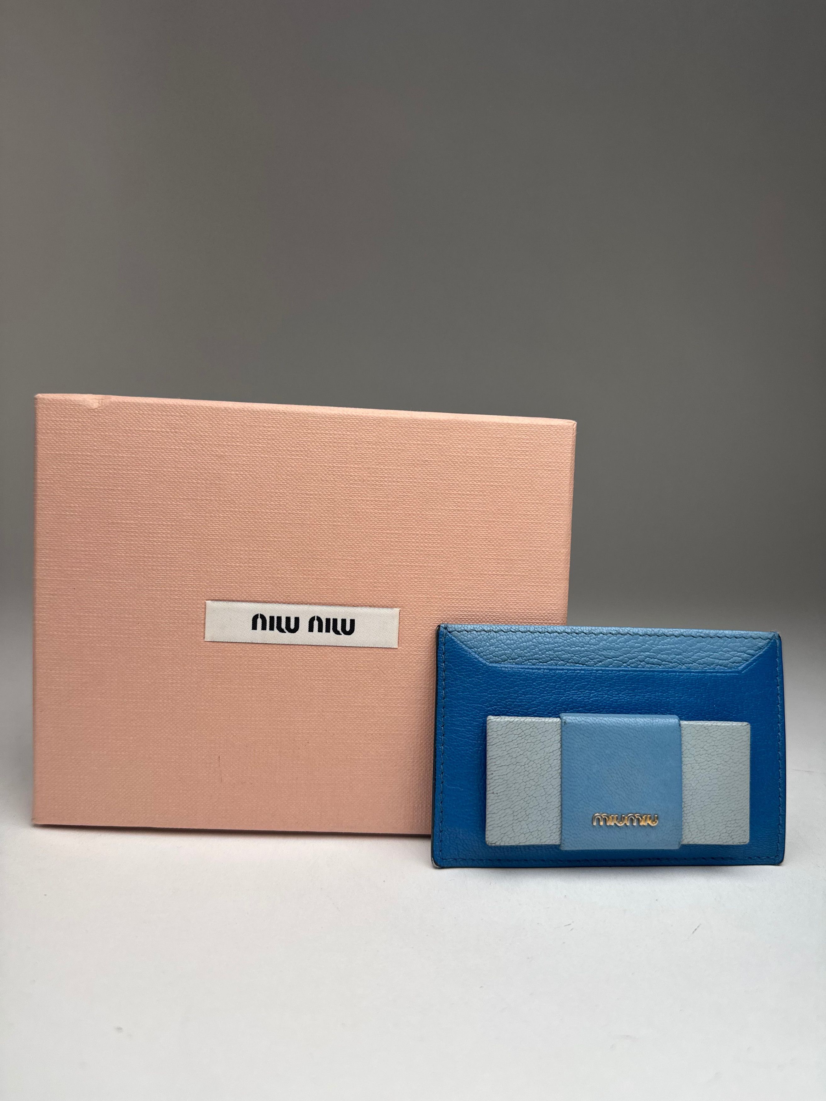 Miu Miu Vintage Leather Card Holder Blue Size ONE SIZE - 1 Thumbnail