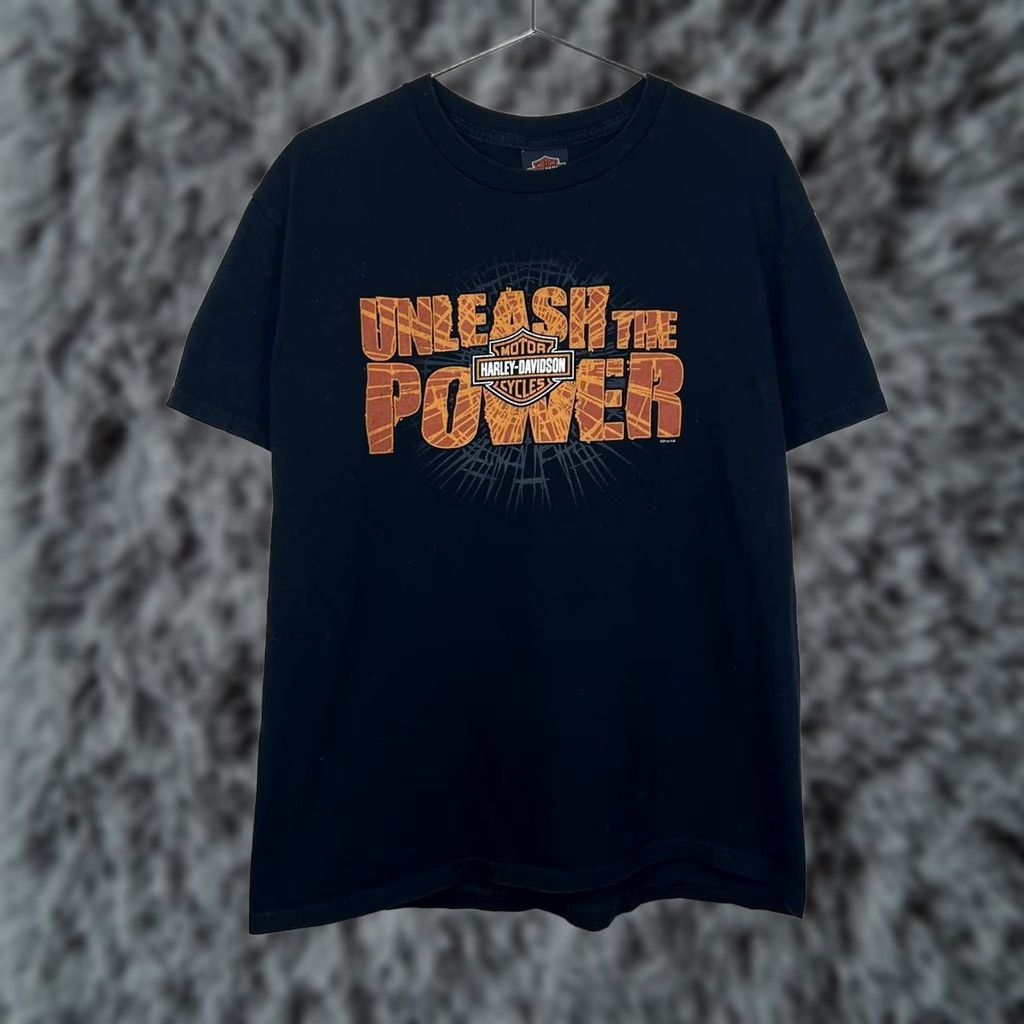 Harley Davidson VINTAGE Harley-Davidson Unleash the Power Tee T-Shirt Black L Men Mens Tee Size US L / EU 52-54 / 3 - 1 Thumbnail