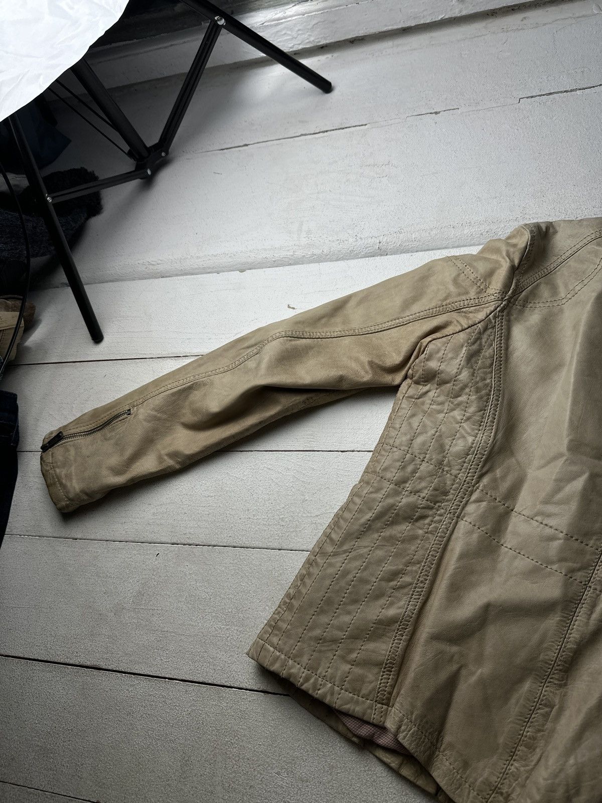 Other 🚨Y2K RICK OWENS TYPE DIRTY SLIM FIT ZIP LEATHER JACKET Size L / US 10 / IT 46 - 16 Thumbnail