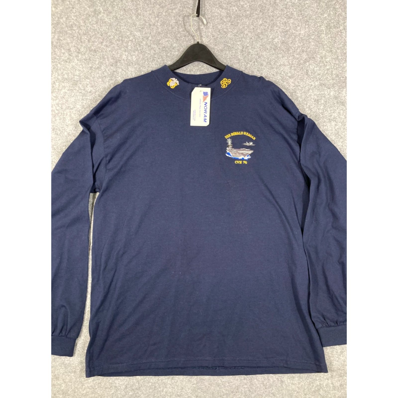 Gildan VINTAGE Gildan USS Ronald Reagan T-Shirt Mens XL Blue Cotton Logo NWT NOS Long Sleeve Crew Neck Shirt Size US XL / EU 56 / 4 - 3 Thumbnail