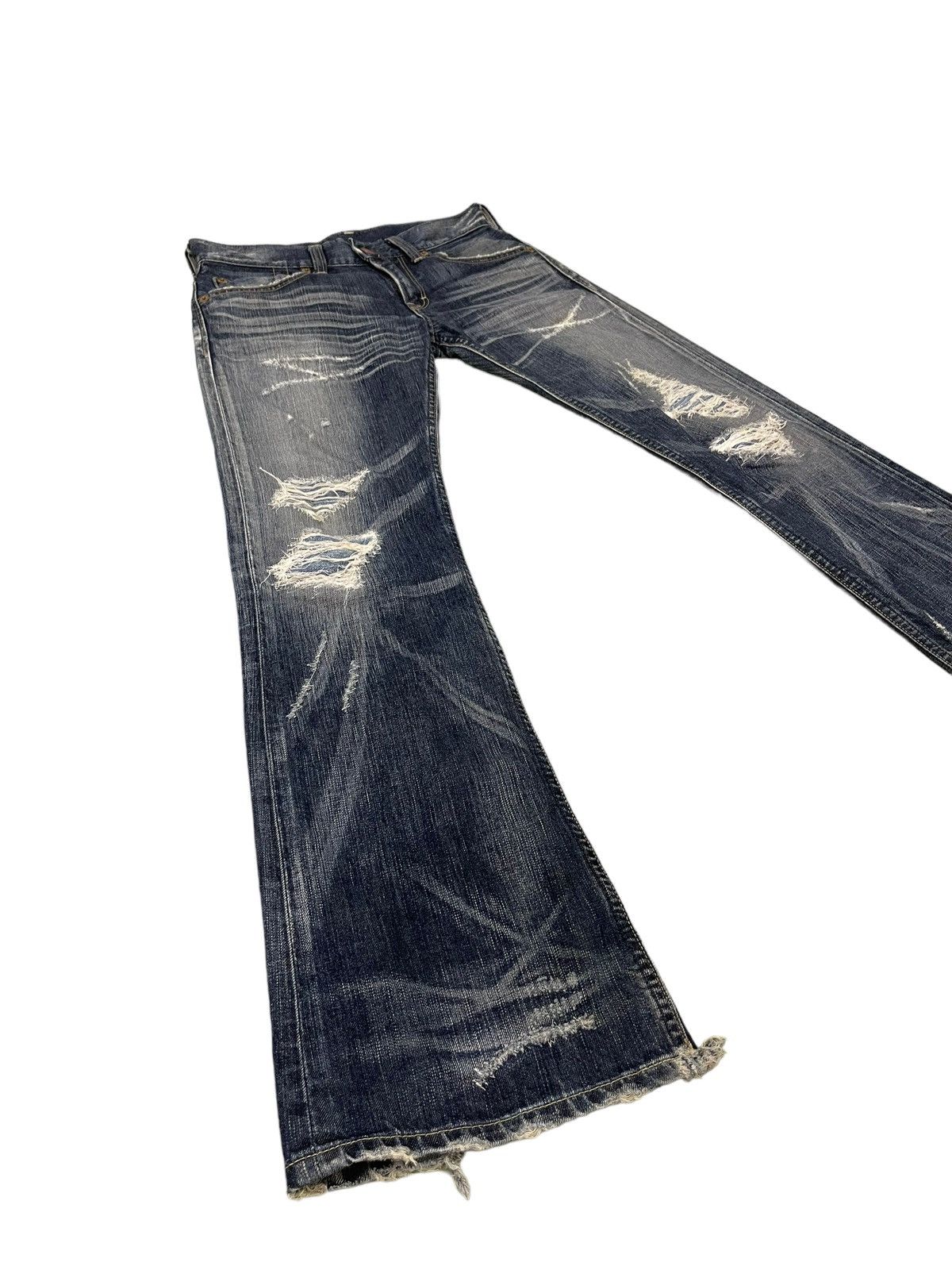 Edwin Flare Jeans Edwin Japan Distress Low Rise Boot Cut 8🟦5 Size US 31 - 1 Thumbnail