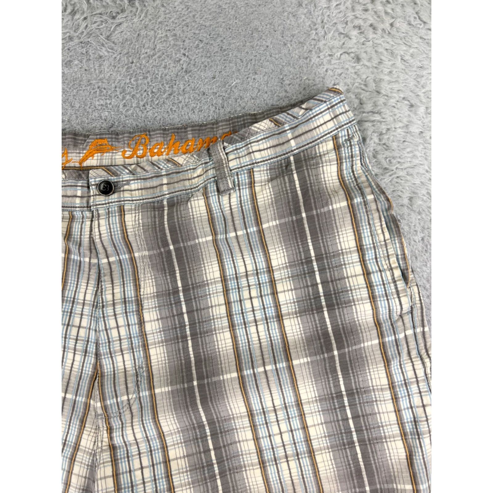 Tommy Bahama Tommy Bahama Shorts Men 38 Beige Blue Plaid Silk Cotton Blend Golf Vacation READ Size US 38 / EU 54 - 6 Thumbnail