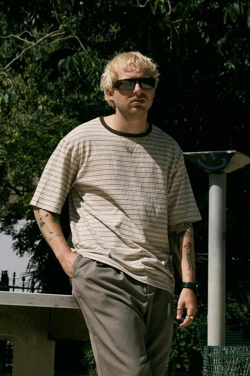 BORDER S/S T-SHIRT [ECRU×BEIGE]