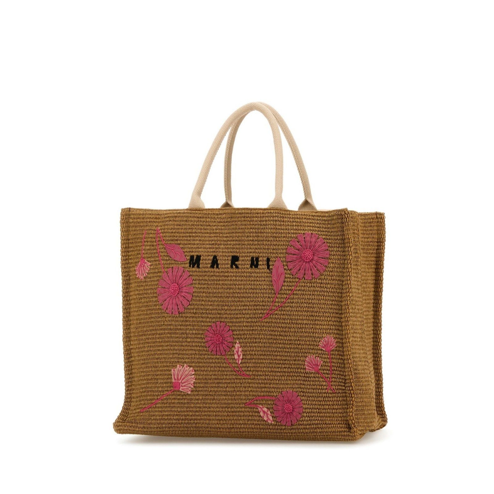 Marni MARNI Flower Brown Beige Raffia Shoulder Bag New & Authentic Size ONE SIZE - 2 Thumbnail