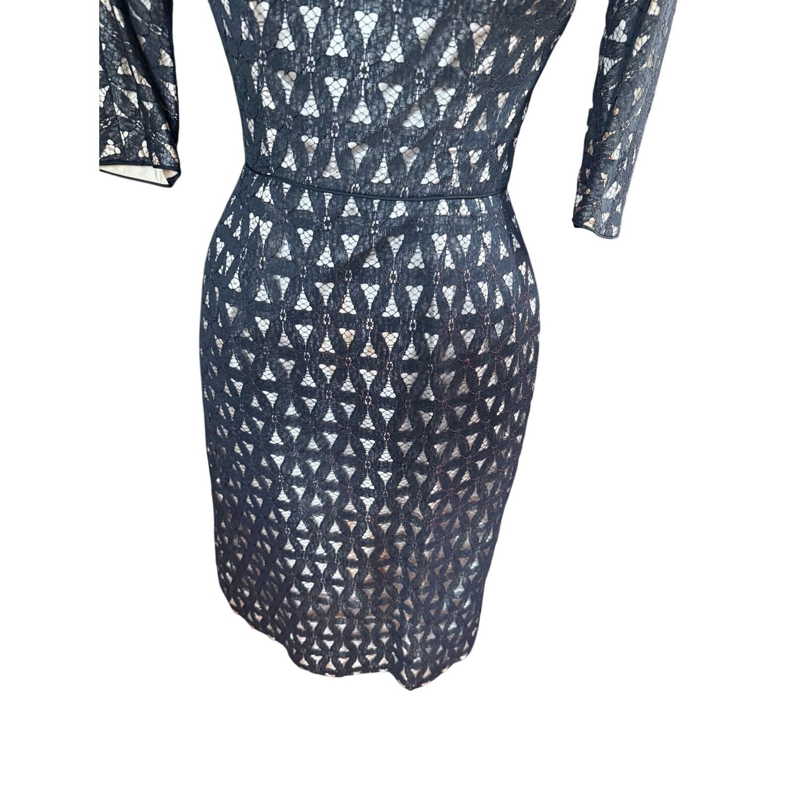 Vintage Vintage 50’s Black Lace Overlay Nude Dress XS S Pinup Bow Size XS / US 0-2 / IT 36-38 - 7 Thumbnail