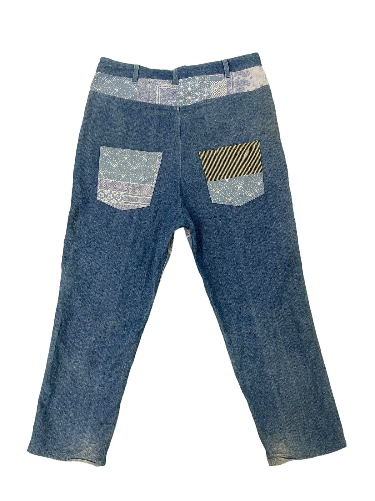 Japanese Brand Baggy Tapered Amina Japanese Pattern Thin Denim 6🟦6 Size US 35 - 11 Thumbnail