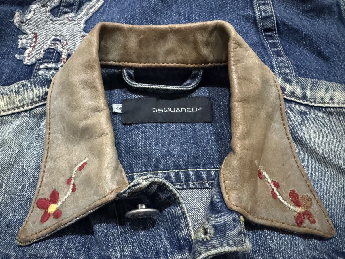 Dsquared2 Dsquared2 Embroidery Denim Jacket With Leather Collar Size M / US 6-8 / IT 42-44 - 4 Thumbnail