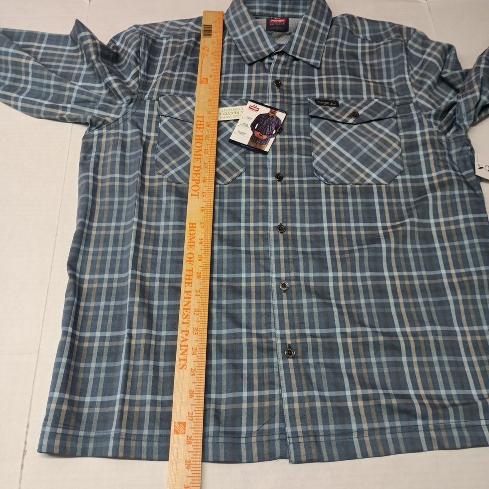 Wrangler Wrangler Shirt Men's L Blue Plaid Convertible Sleeves Size US L / EU 52-54 / 3 - 8 Thumbnail