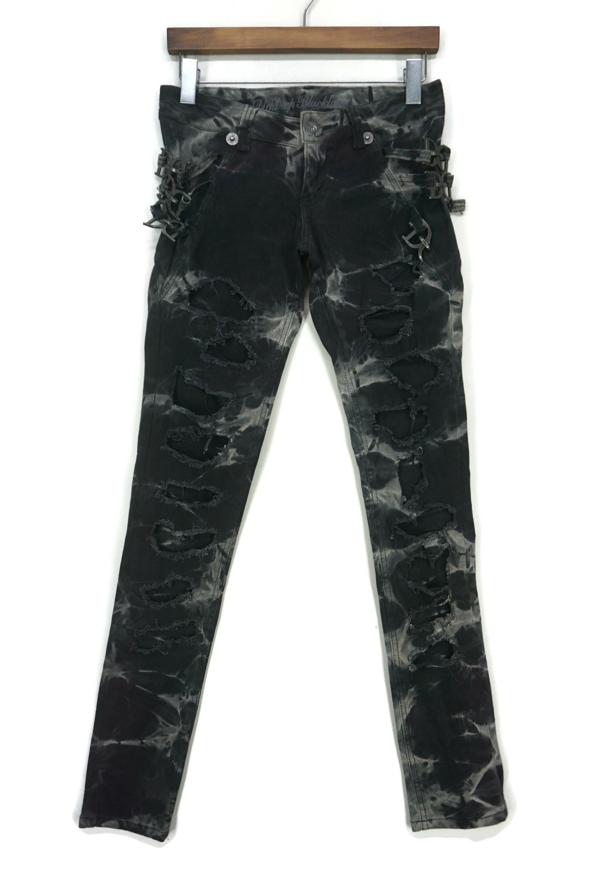 image of Rockers Dig Deep Black Label Japan Distressed Skinny Acid Wash, Women's (Size 24)