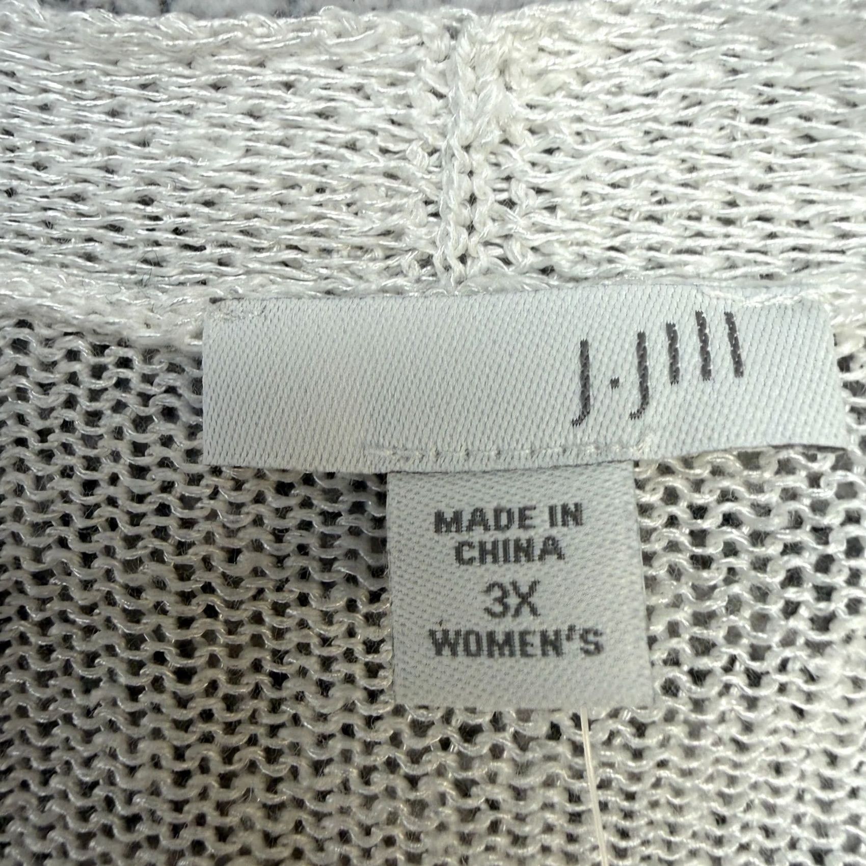 J. Jill J Jill Sweater Cardigan Women 3X White Linen Open Knit Beach Coverup Coastal NEW Size XXL / US 16-18 / IT 52-54 - 3 Thumbnail