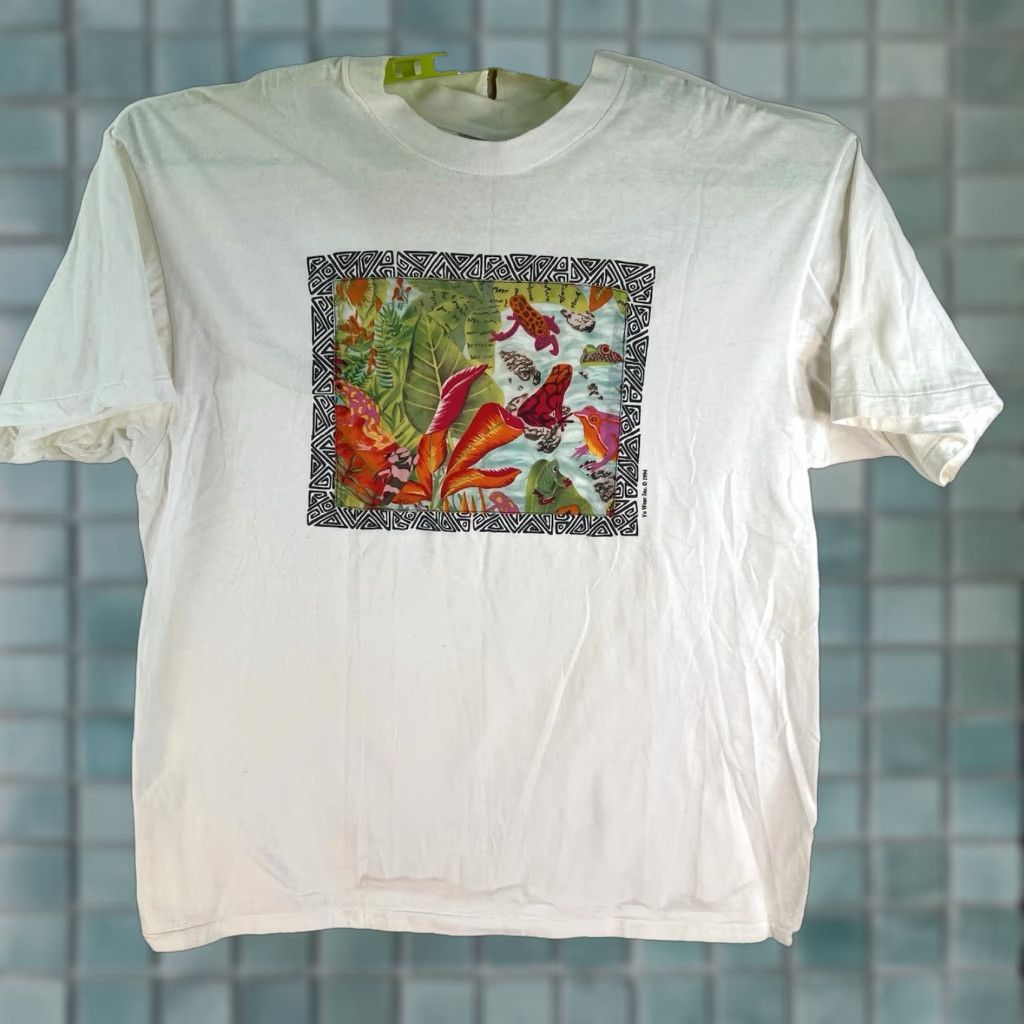 Vintage VINTAGE 1994 Yo Wear Frogs Sewn Applique T-Shirt Unisex Adult XL White Cotton 90s Graphic Tee Sportswear Size US XL / EU 56 / 4 - 1 Thumbnail