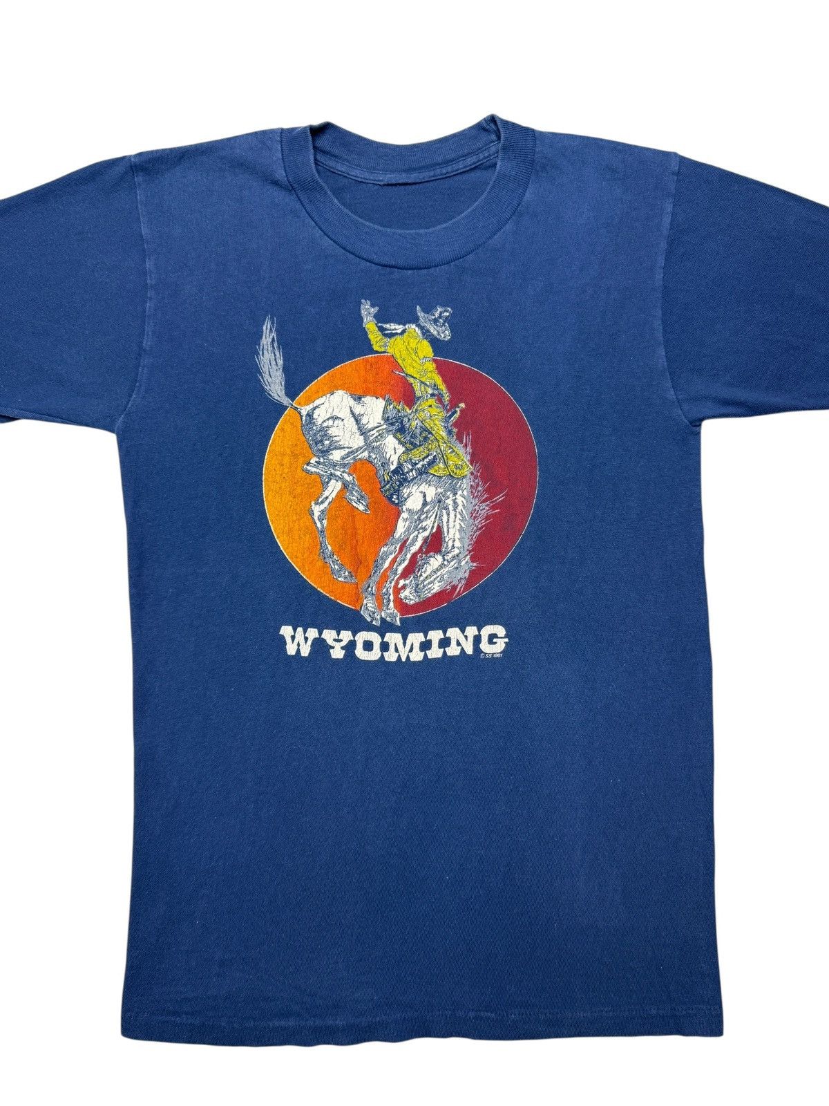 Vintage Vintage 1981 Wyoming Cowboy Tee Shirt Size US S / EU 44-46 / 1 - 2 Thumbnail