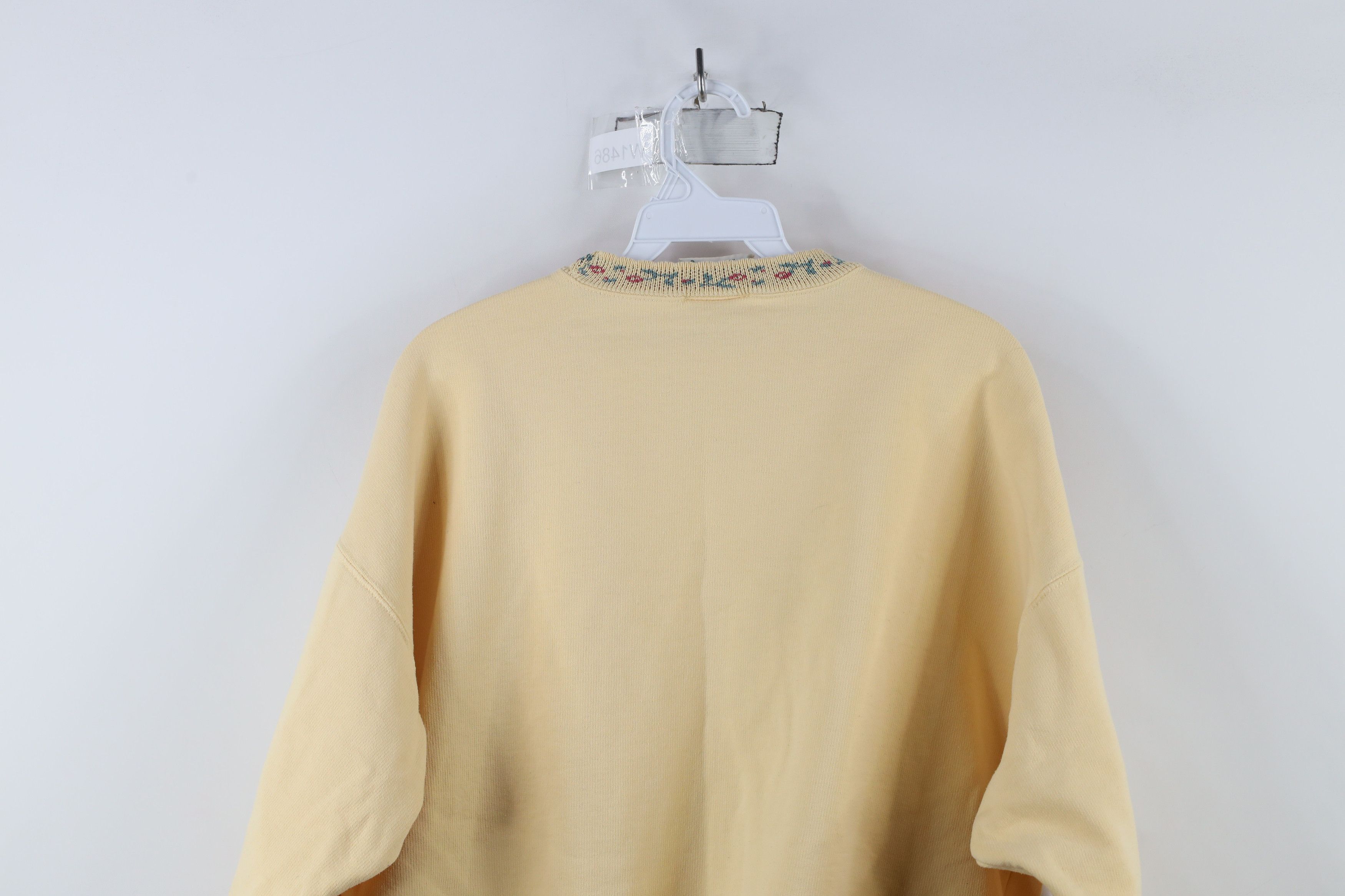 Vintage Vintage 90s Country Primitive Flower Sweatshirt Yellow Size L / US 10 / IT 46 - 10 Thumbnail