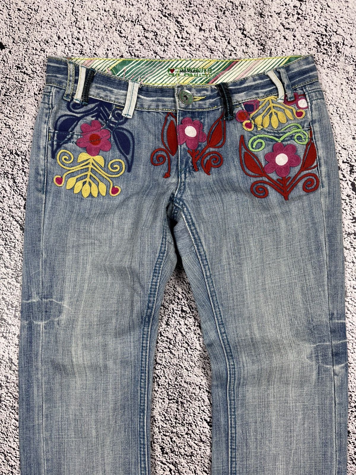 Miss Sixty Vintage Miss Sixty Floral Embroidered Low-Rise Jeans Size 31" - 4 Thumbnail