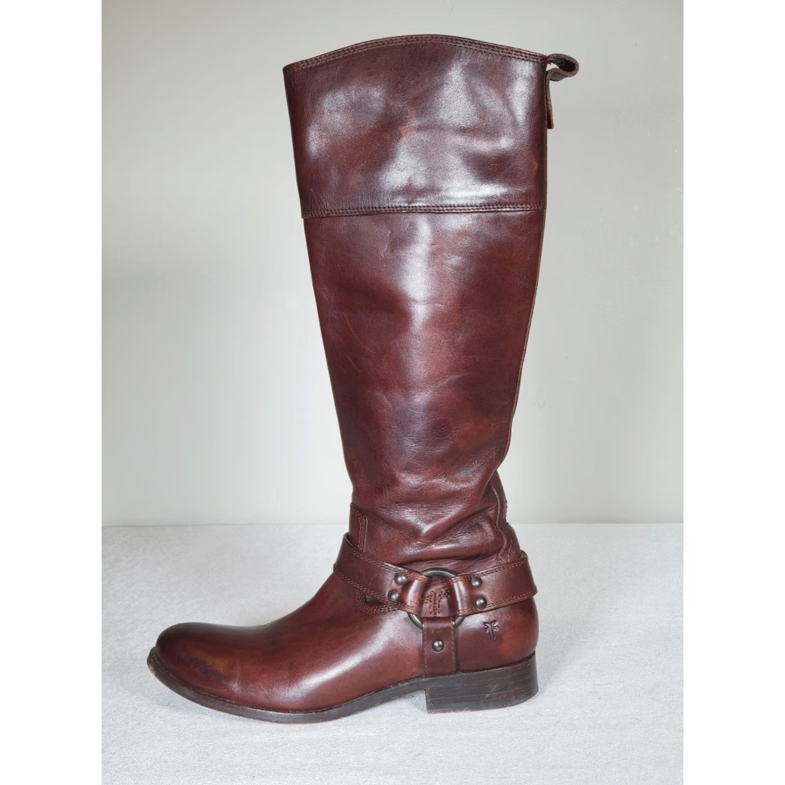 Frye FRYE Melissa Harness Tall Inside Zip Riding Boot Womens US 7 B Brown Leather Knee High Boot Size US 7 / IT 37 - 5 Thumbnail