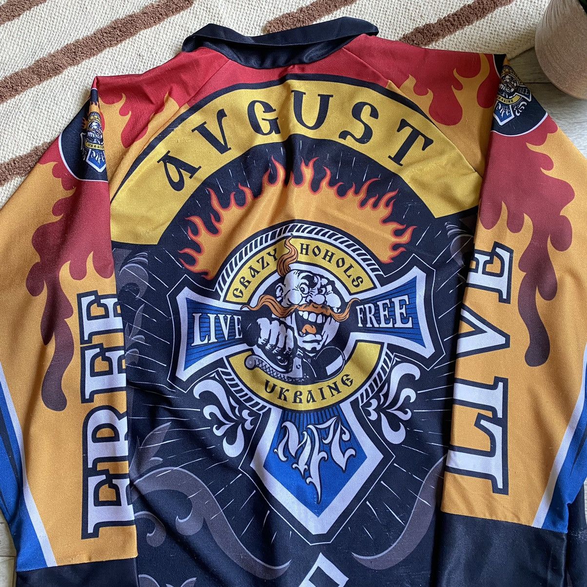 Harley Davidson × Vintage AMAZING CRAZY HOHOLS UKRAINE MOTO CLUB FIRE TRIBAL JERSEY Size US XL / EU 56 / 4 - 5 Thumbnail