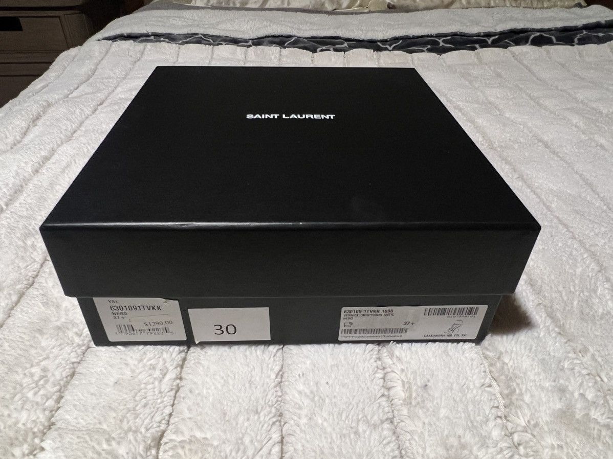 Saint Laurent Paris Cassandra YSL Medallion Stiletto Sandals Size US 7.5 / IT 37.5 - 8 Thumbnail