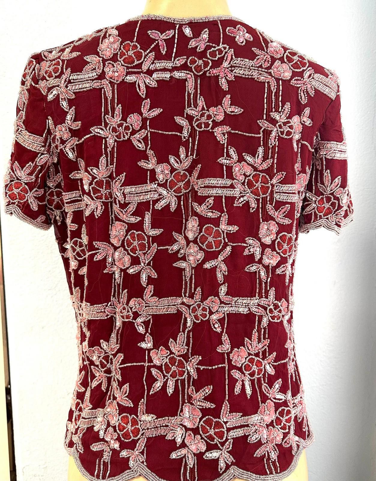 Designer Sequin Blouse Burgundy size M only Size M / US 6-8 / IT 42-44 - 2 Thumbnail