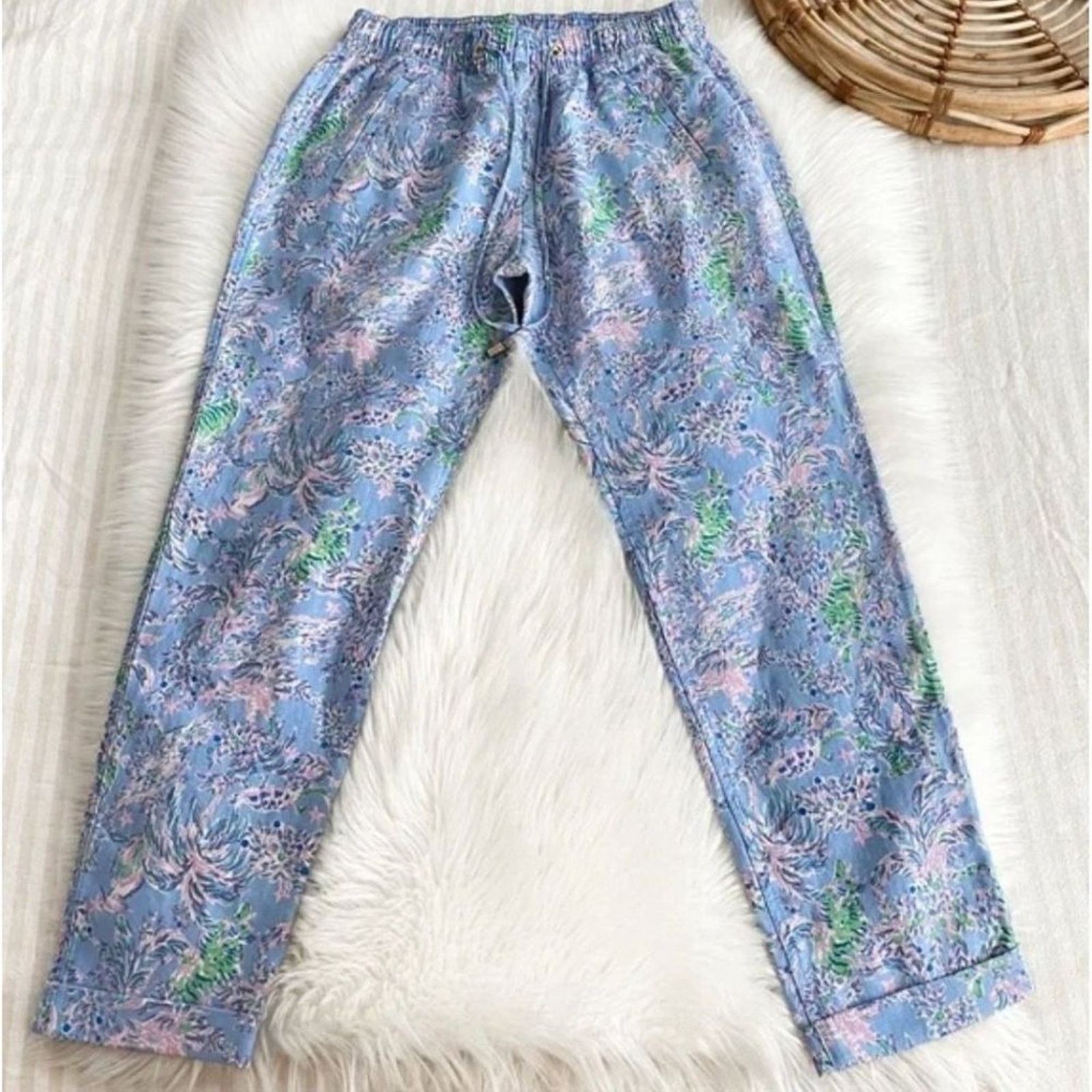 Lilly Pulitzer Lilly Pulitzer Taron Mid-Rise Linen Pant Blue Peri Medium Size 28" / US 6 / IT 42 - 12 Thumbnail